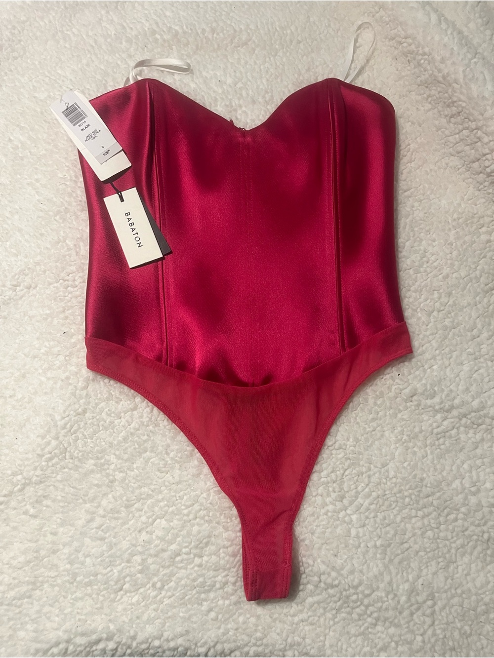 Babaton Fuchsia Satin One-Piece Bodysuit